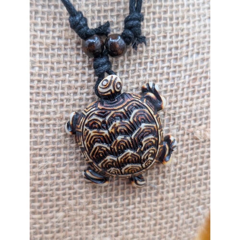 Sea Turtle Pendant Necklace Adjustable Cord Beach Boho Ocean Jewelry Adjustable